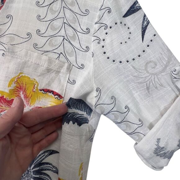 Charlie B made in Italy gauze cotton tunic top p/s Roll Up Sleeve Blouse - Picture 4 of 16